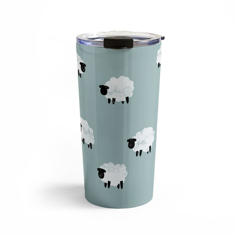 Little Arrow Design Co sheep on dusty blue Travel Mug