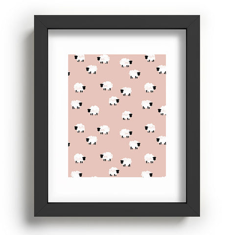 Little Arrow Design Co sheep on dusty pink Recessed Framing Rectangle