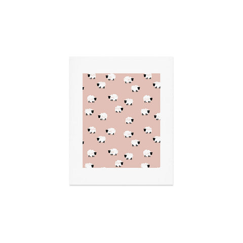 Little Arrow Design Co sheep on dusty pink Art Print