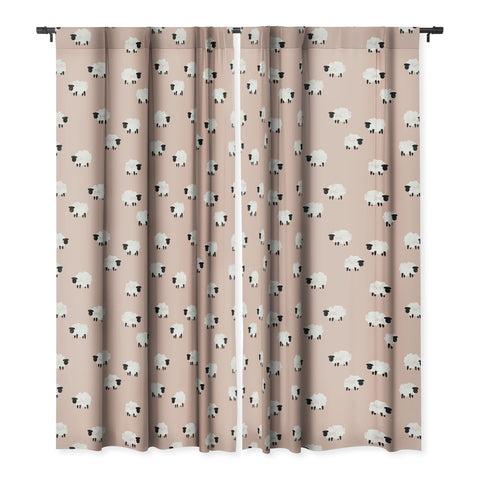 Little Arrow Design Co sheep on dusty pink Blackout Window Curtain