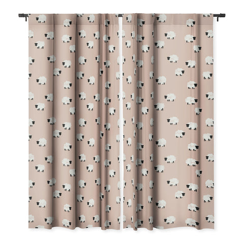 Little Arrow Design Co sheep on dusty pink Blackout Window Curtain