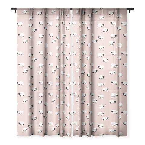 Little Arrow Design Co sheep on dusty pink Sheer Non Repeat