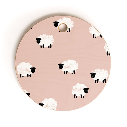 Little Arrow Design Co sheep on dusty pink Cutting Board Round
