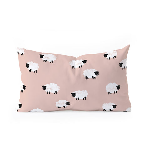 Little Arrow Design Co sheep on dusty pink Oblong Throw Pillow