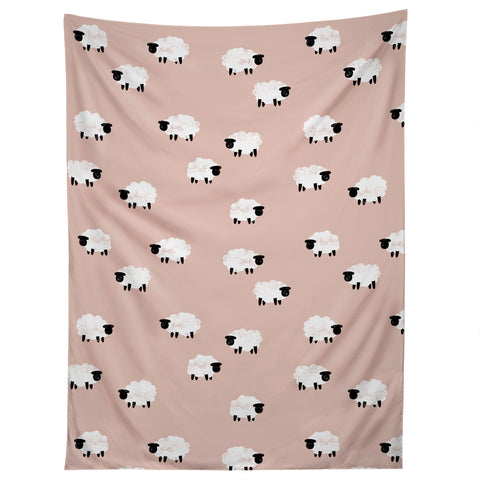 Little Arrow Design Co sheep on dusty pink Tapestry