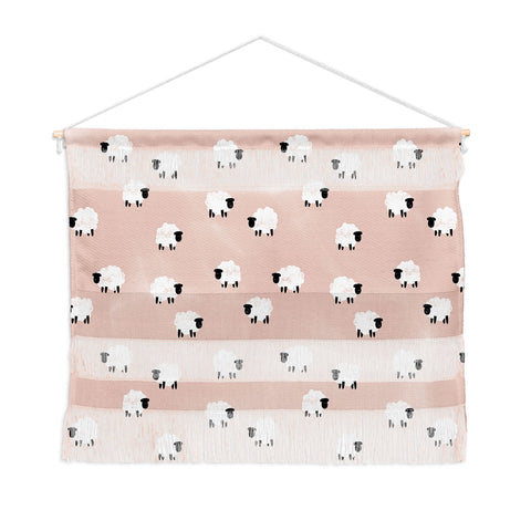 Little Arrow Design Co sheep on dusty pink Wall Hanging Landscape