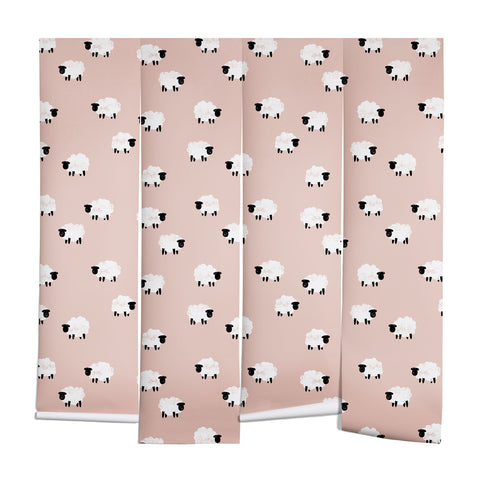 Little Arrow Design Co sheep on dusty pink Wall Mural