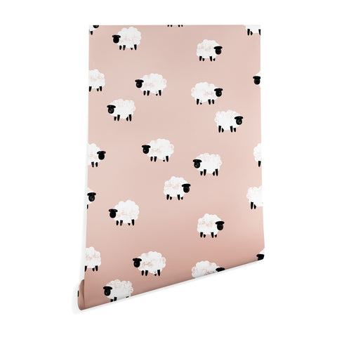 Little Arrow Design Co sheep on dusty pink Wallpaper