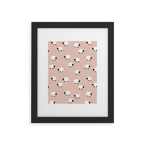 Little Arrow Design Co sheep on dusty pink Framed Art Print
