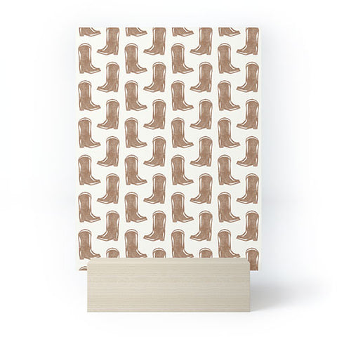 Little Arrow Design Co simple cowboy boots brown Mini Art Print