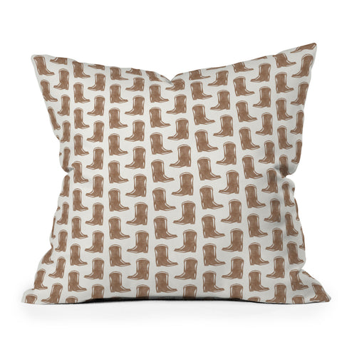 Little Arrow Design Co simple cowboy boots brown Outdoor Throw Pillow
