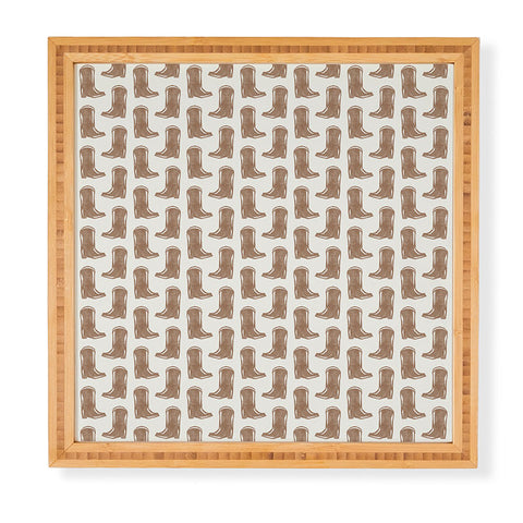 Little Arrow Design Co simple cowboy boots brown Framed Wall Art