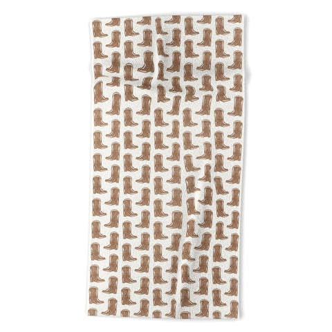 Little Arrow Design Co simple cowboy boots brown Beach Towel