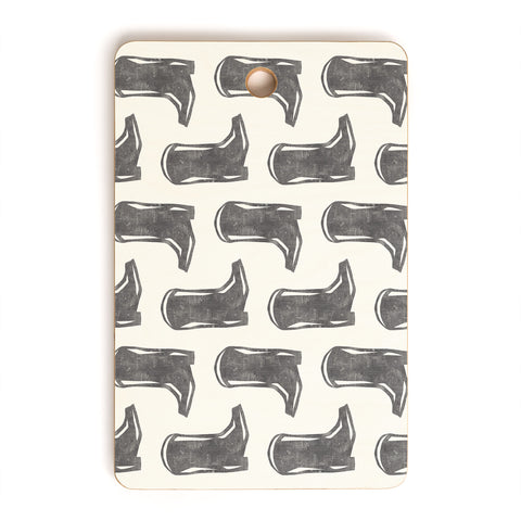 Little Arrow Design Co simple cowboy boots charcoal Cutting Board Rectangle