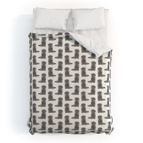 Little Arrow Design Co simple cowboy boots charcoal Duvet Cover
