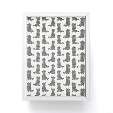 Little Arrow Design Co simple cowboy boots charcoal Framed Mini Art Print