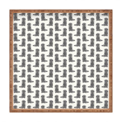 Little Arrow Design Co simple cowboy boots charcoal Square Tray