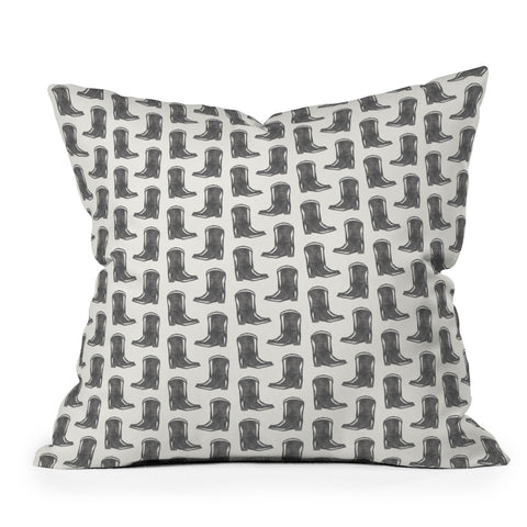 Little Arrow Design Co simple cowboy boots charcoal Outdoor Throw Pillow
