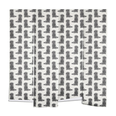 Little Arrow Design Co simple cowboy boots charcoal Wall Mural