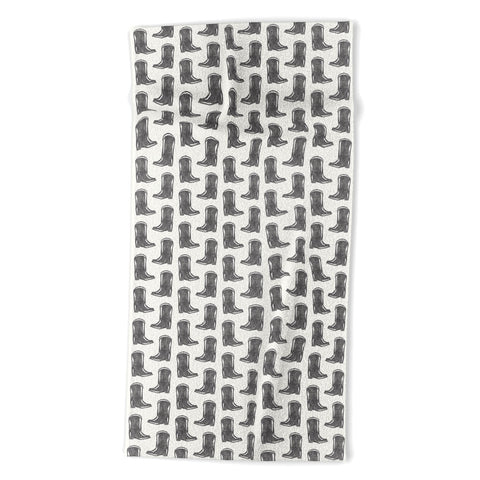 Little Arrow Design Co simple cowboy boots charcoal Beach Towel