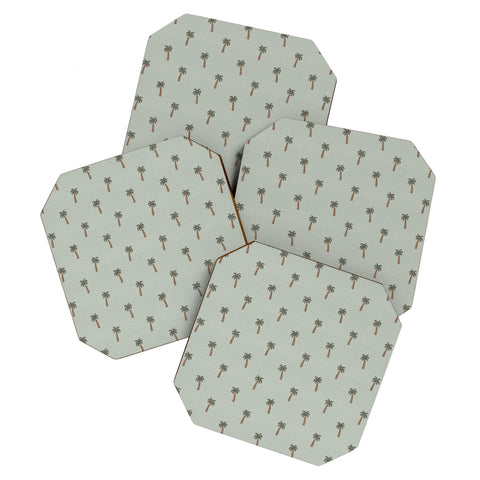 Little Arrow Design Co simple palm trees sage Coaster Set