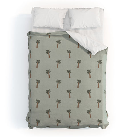 Little Arrow Design Co simple palm trees sage Duvet Cover