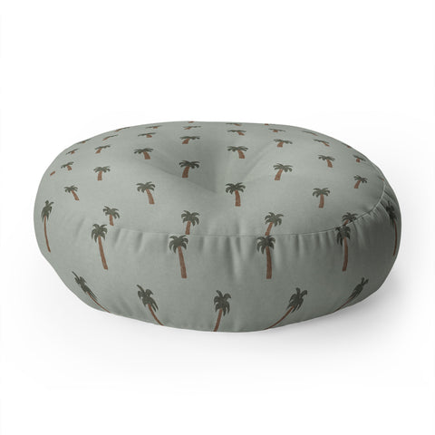 Little Arrow Design Co simple palm trees sage Floor Pillow Round