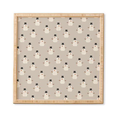 Little Arrow Design Co simple snowmen beige Framed Wall Art