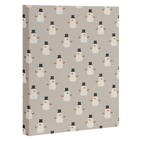 Little Arrow Design Co simple snowmen beige Art Canvas