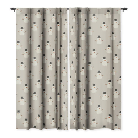 Little Arrow Design Co simple snowmen beige Blackout Window Curtain
