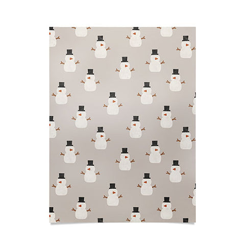 Little Arrow Design Co simple snowmen beige Poster