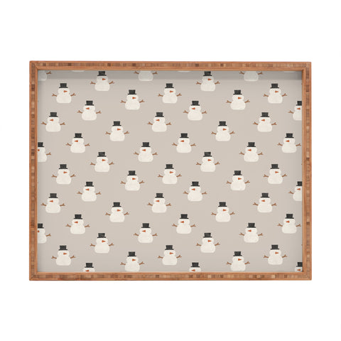 Little Arrow Design Co simple snowmen beige Rectangular Tray