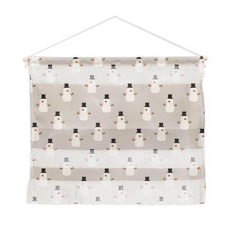 Little Arrow Design Co simple snowmen beige Wall Hanging Landscape