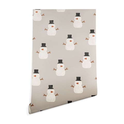 Little Arrow Design Co simple snowmen beige Wallpaper