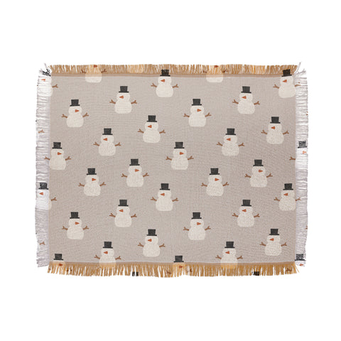 Little Arrow Design Co simple snowmen beige Throw Blanket