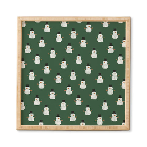 Little Arrow Design Co simple snowmen dark green Framed Wall Art
