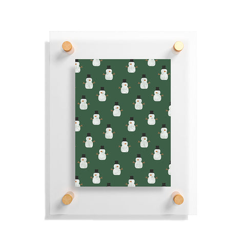 Little Arrow Design Co simple snowmen dark green Floating Acrylic Print