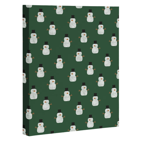 Little Arrow Design Co simple snowmen dark green Art Canvas