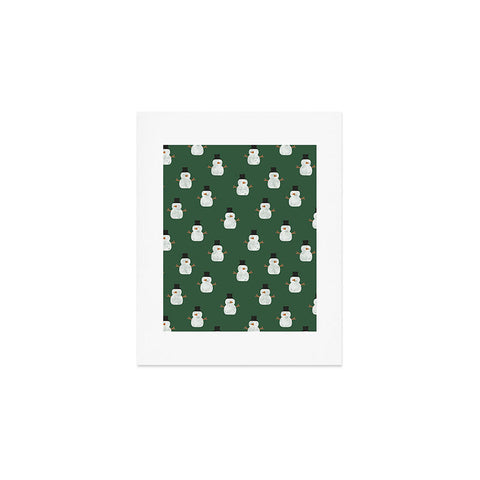 Little Arrow Design Co simple snowmen dark green Art Print