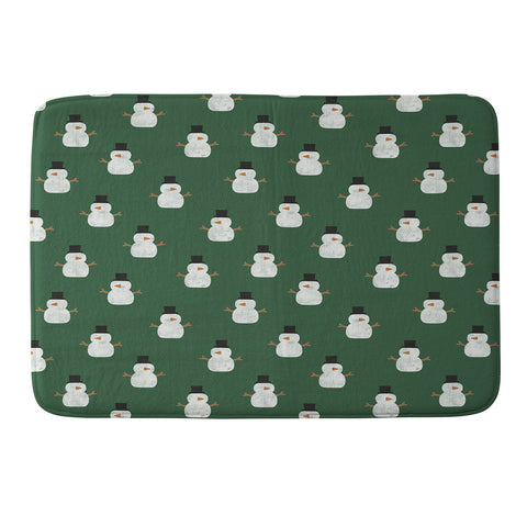 Little Arrow Design Co simple snowmen dark green Memory Foam Bath Mat