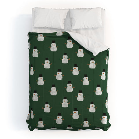 Little Arrow Design Co simple snowmen dark green Comforter