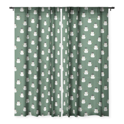 Little Arrow Design Co simple snowmen dark green Sheer Non Repeat