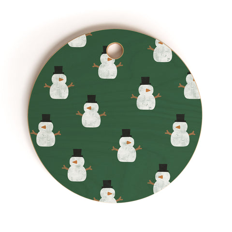 Little Arrow Design Co simple snowmen dark green Cutting Board Round