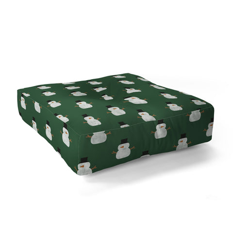 Little Arrow Design Co simple snowmen dark green Floor Pillow Square