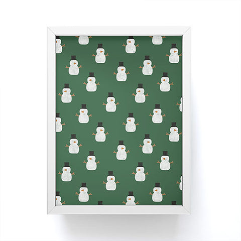 Little Arrow Design Co simple snowmen dark green Framed Mini Art Print