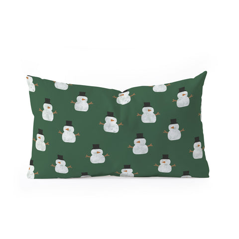 Little Arrow Design Co simple snowmen dark green Oblong Throw Pillow