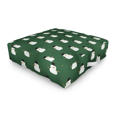 Little Arrow Design Co simple snowmen dark green Outdoor Floor Cushion