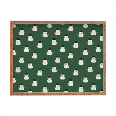Little Arrow Design Co simple snowmen dark green Rectangular Tray