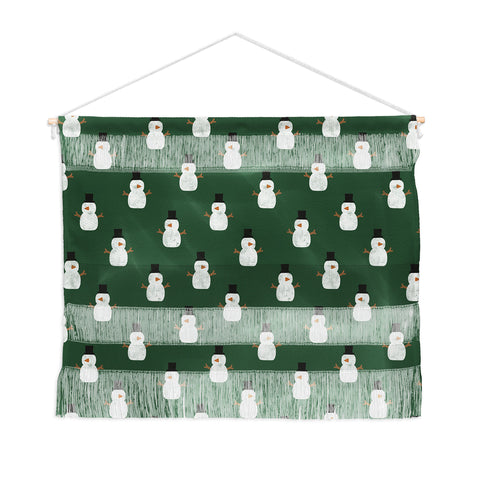 Little Arrow Design Co simple snowmen dark green Wall Hanging Landscape
