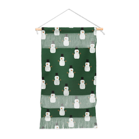 Little Arrow Design Co simple snowmen dark green Wall Hanging Portrait